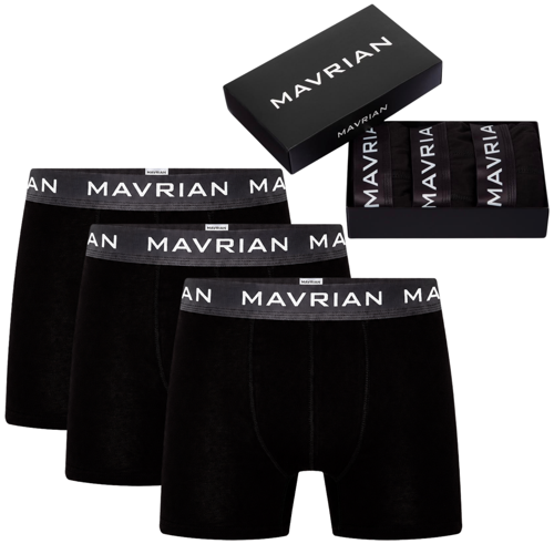 Obsidian 3'lü Premium Kutulu Pamuklu Likralı Erkek Siyah Boxer - Damat Bohçası Çeyiz Seti