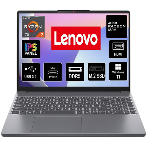 Ideapad Slim 3 Amd Ryzen 7 170 24GB Ram 256GB SSD 16" Wuxga (1920X1200) 60Hz IPS Windows 11 Pro Notebook