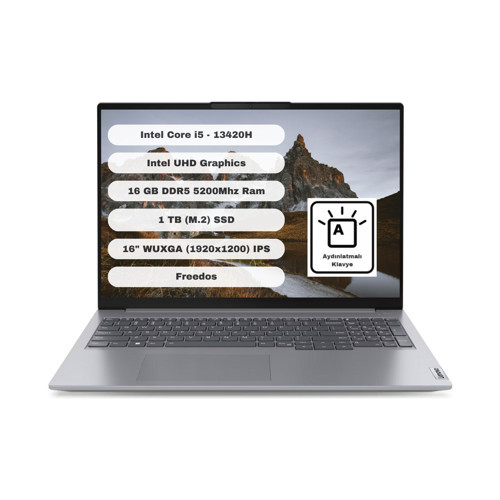 Thinkbook 16 G6 Irl Gtı1 Intel Core I5 13420H 16GB 1tb SSD 16'' Wuxga Freedos Gri Taşınabilir Bilgisayar 21KH00SXTR