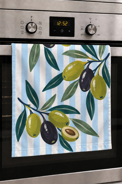 El Kurulama Havlusu 30x50cm Mutfak, Fırın için Pamuklu Emici Zeytin Hasadı