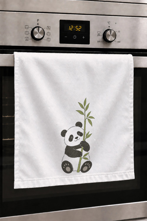El Kurulama Havlusu 30x50cm Mutfak, Fırın için Pamuklu Emici Minik Panda