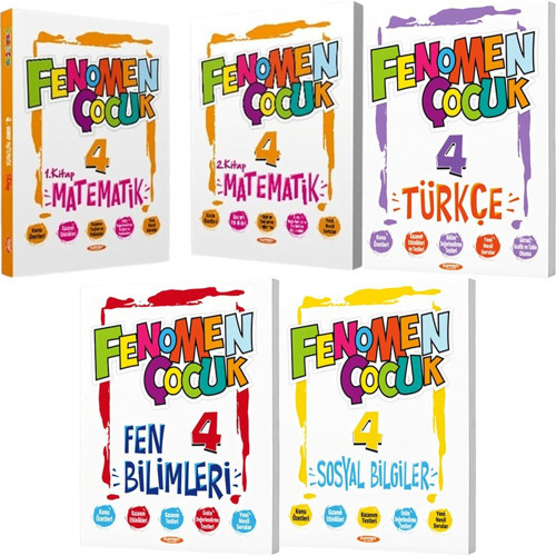 Fenomen Çocuk 2026 4. Sınıf Türkçe + Matematik + Fen Bilimleri + Sosyal Bilgiler Seti 5 Kitap