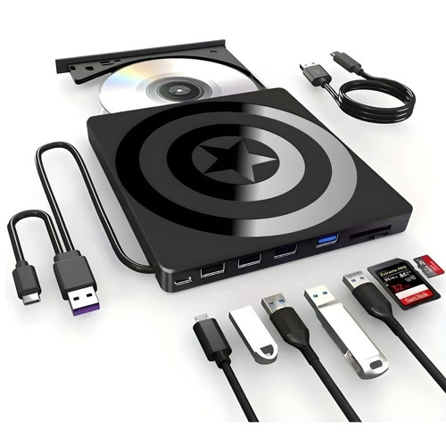 Harici CD DVD Okuyucu Yazıcı USB 3.0 Type-C Hub SD TF Kart Okuyucu 4 USB Portlu İnce Taşınabilir