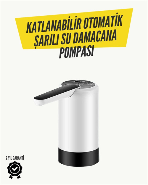 8000mAh Şarjlı Damacana Su Pompası | Tek Tuşla Otomatik Su Alımı | 40-80 Sn Dolum | Katlanabilir Tas