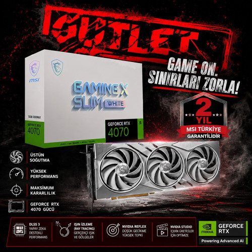 GeForce RTX 4070 GAMING X SLIM WHITE 12G 12GB GDDR6X 192-Bit PCIe 4.0 x16 (3x DisplayPort, 1x HDMI, DirectX 12 Ultim