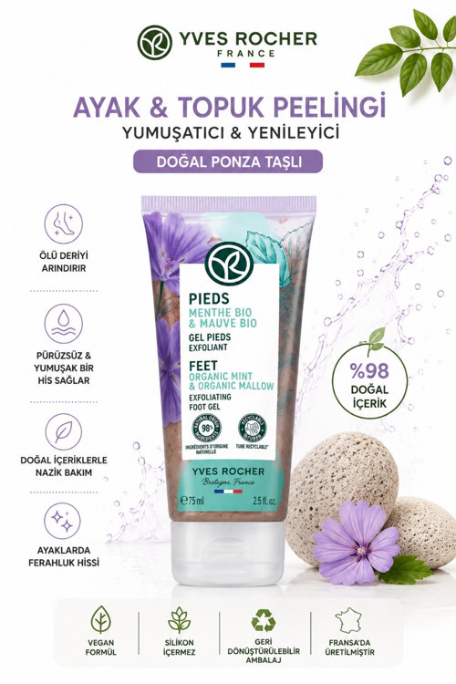 Ayak Bakımı İçin Doğal Ponza Taşlı Yenileyici Peeling Jeli 75 ml