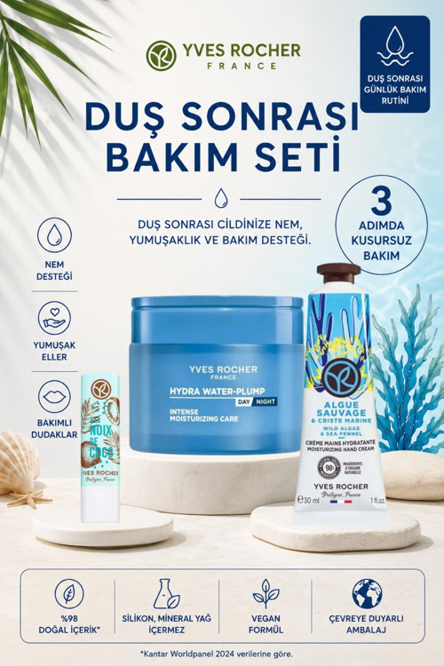 Duş Sonrası Bakım Seti Yüz Nemlendirici Krem El Kremi Dudak Balmı Günlük Bakım