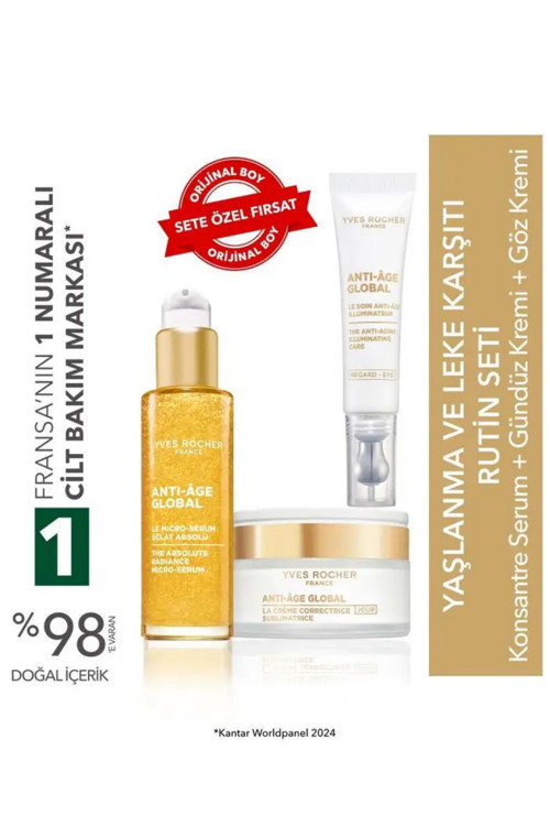 Komple Yaşlanma Karşıtı Bakım Paketi Serum Göz ve Yüz Kremi