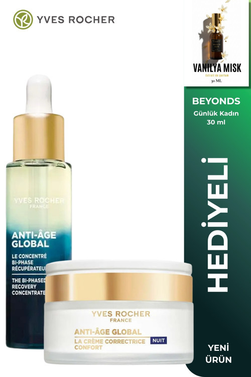 Yenileyici Yaşlanma Karşıtı Gece Seti Serum ve Nemlendirici İkilisi