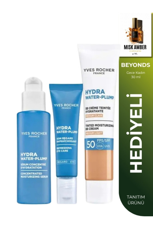Açık Orta BB Krem SPF50 40 ml Hydra Water Tombul 3'lü Nem Bakım Seti Serum 30 ml Göz Kremi 15 ml