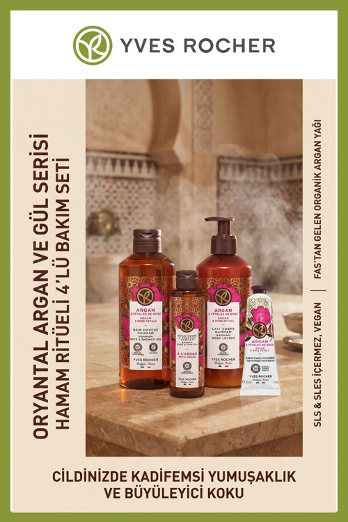 Oryantal Argan ve Gül Özlü Bakım Seti - Duş Jeli 400 ml Yağ 100 ml El Kremi 30 ml
