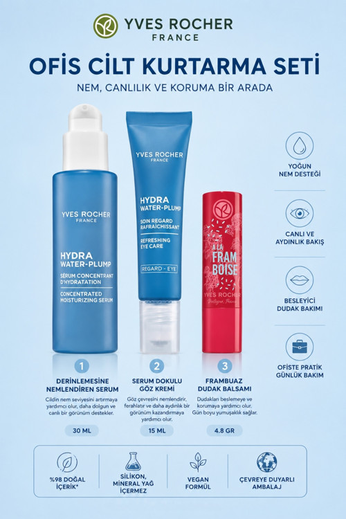 Ofis Cilt Bakım Seti Hydra Water Plump Serum Göz Kremi Dudak Balmı Nem Bakımı