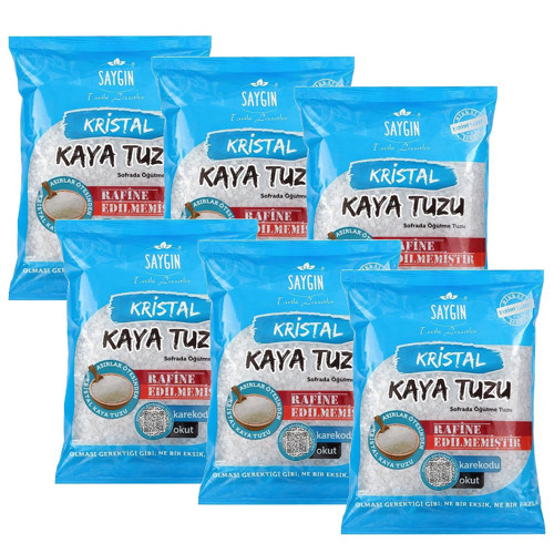 Kristal Kaya Tuzu - Sofrada Öğütme 500 gr x 6 Adet