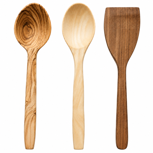 El Yapımı 3'lü Ahşap Mutfak Seti – Zeytin Kaşık, Şimşir Kaşık ve Ceviz Spatula – 31 cm Premium Doğal Ahşap Servis Seti