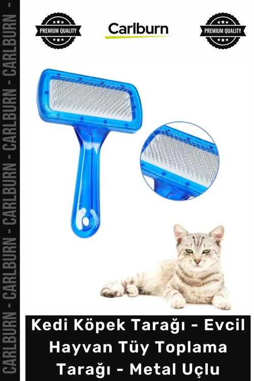 Özel Üretim Profesyonel Ergonomik Kedi Köpek Tarağı Evcil Hayvan Tüy Toplama Tarağı Metal Uçlu