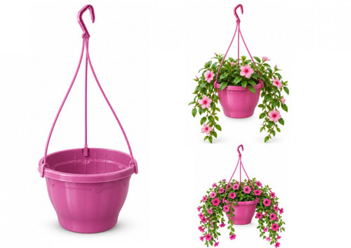 PEMBE FUŞYA ASKILI SAKSI 4.5 LT 5 ADET (24.7X15.2 CM)