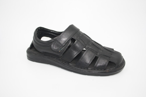 Erkek Siyah Cırtlı Deri Sandal 208