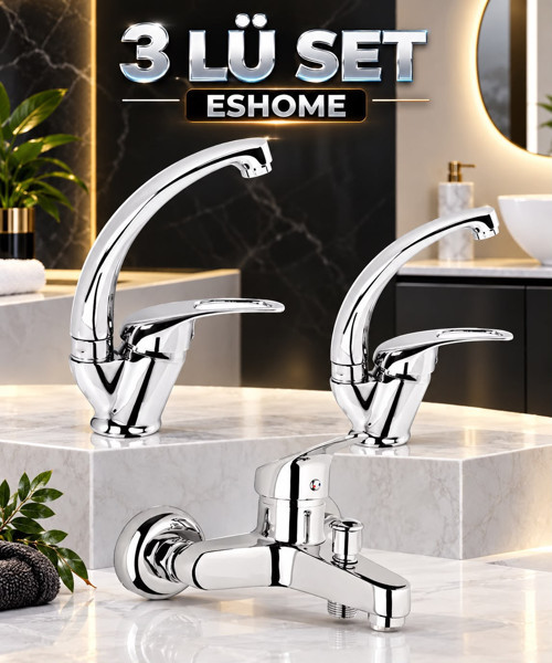 ESKAYA 3 LÜ Banyo Lavabo Mutfak eviye muslugu seti