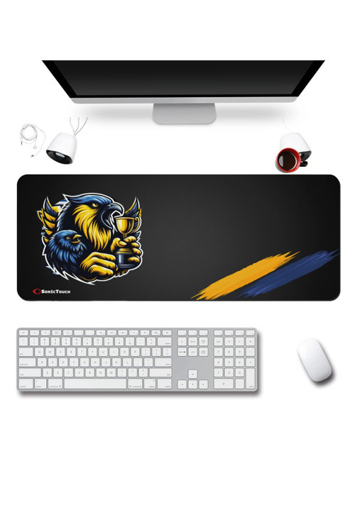 SonicTouch Klavye Mousepad 40x90cm Dikişsiz Pürüzsüz Su Geçirmez Bir Renk Tutkusu Sarı Lacivert