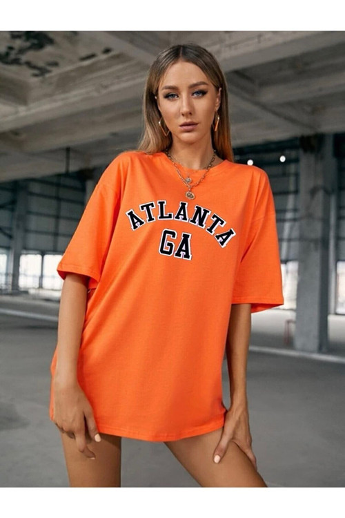Atlanta Baskılı Oversize T-Shirt Atlanta-Tişört