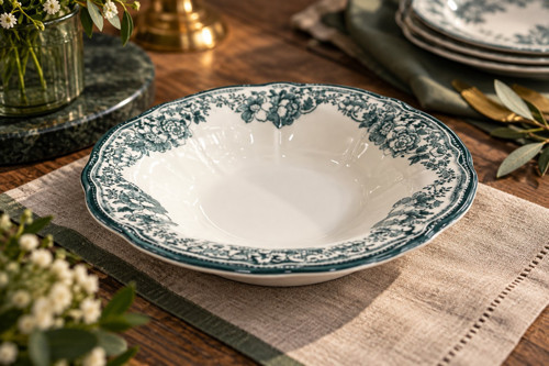 Porselen Velour Green Fulya Bowl Kase 26cm Tekli