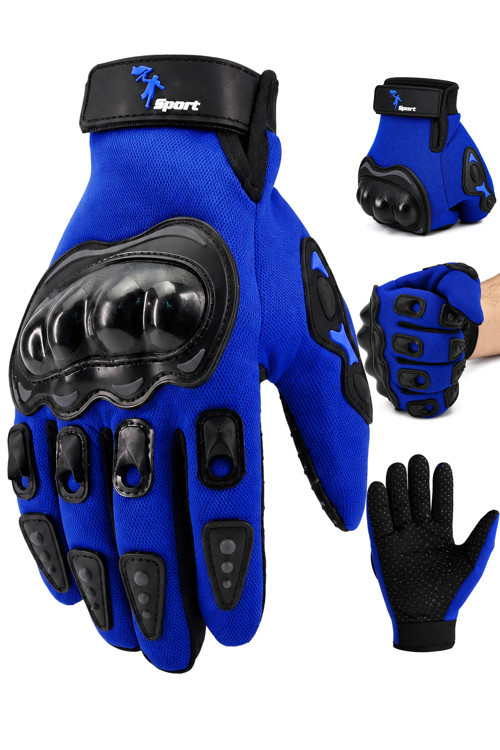 M Beden Korumalı Motosiklet Eldiveni Unisex Bisiklet Motorcu Eldiveni Mavi 114