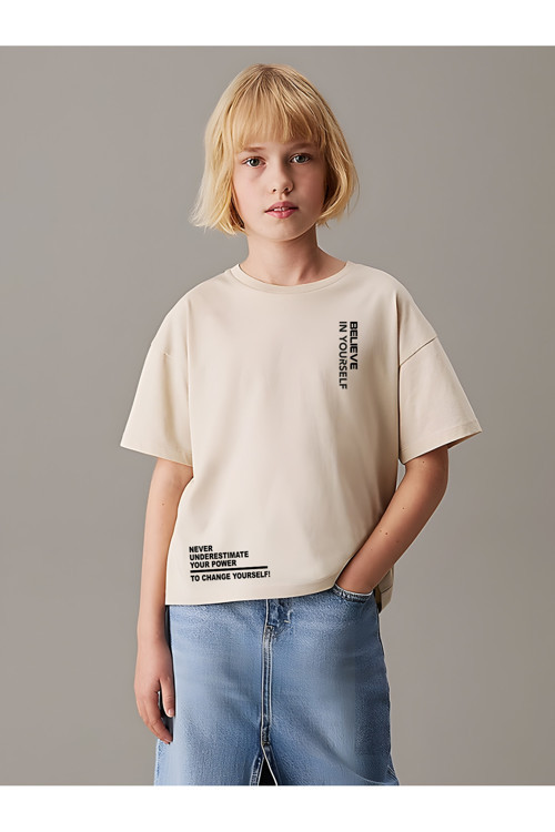 Çocuk Believe Baskılı Pamuklu Tshirt