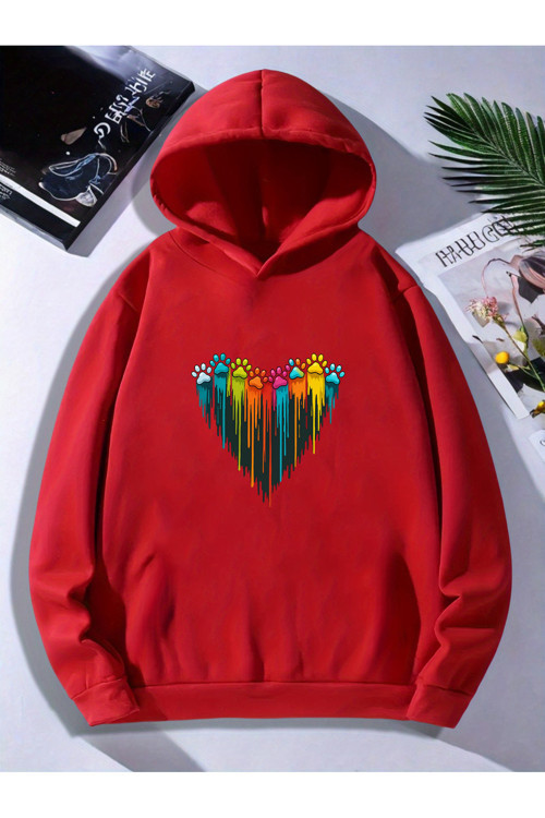 Unisex Sevimli Pati Kalp Baskılı Oversize Genel
