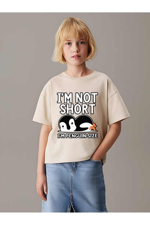Çocuk Penguen Baskılı Pamuklu Tshirt