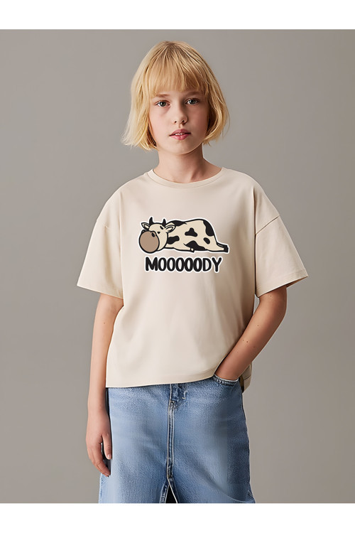 Çocuk Moody Baskılı Pamuklu Tshirt