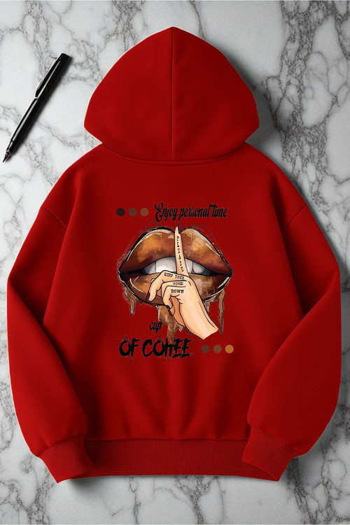 Enjoy Personel Time Baskılı Oversize Sweatshirt