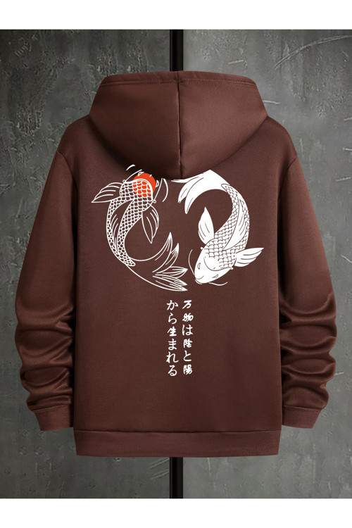 Unisex Ying & Yang Baskılı Oversize Sweatshirt