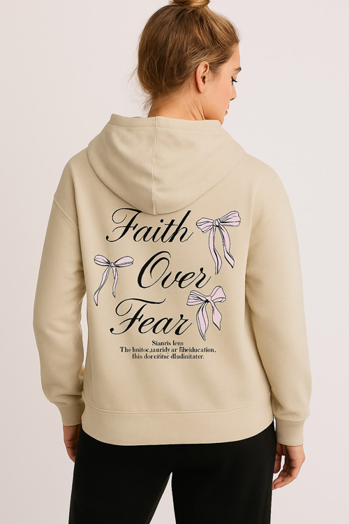 Unisex Fear Faith Over Baskılı Tasarım Oversize Sweatshirt