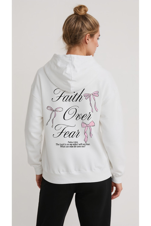 Unisex Fear Faith Over Baskılı Tasarım Oversize Sweatshirt