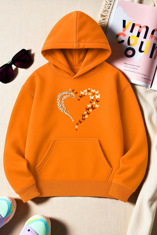 Unisex Leopar Kalp Desenli Baskılı Oversize Sweatshirt