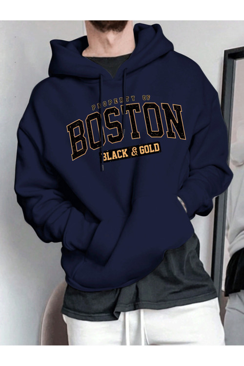 Unisex Boston Baskılı Oversize Sweatshirt