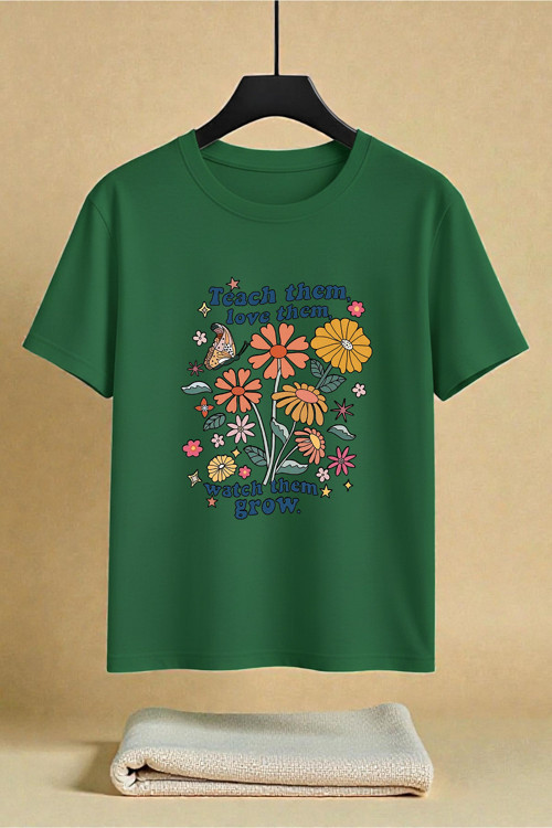 Unisex Teach Them Love Them Baskılı Tasarım Tshirt