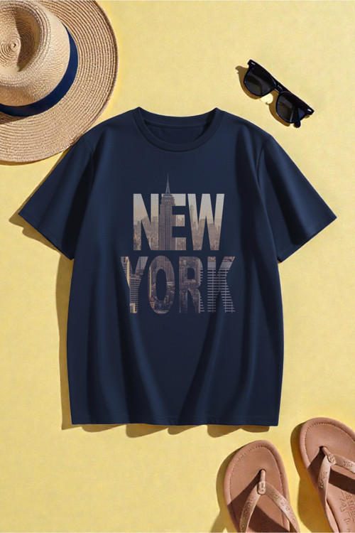 Unisex New York Baskılı Oversize Tshirt