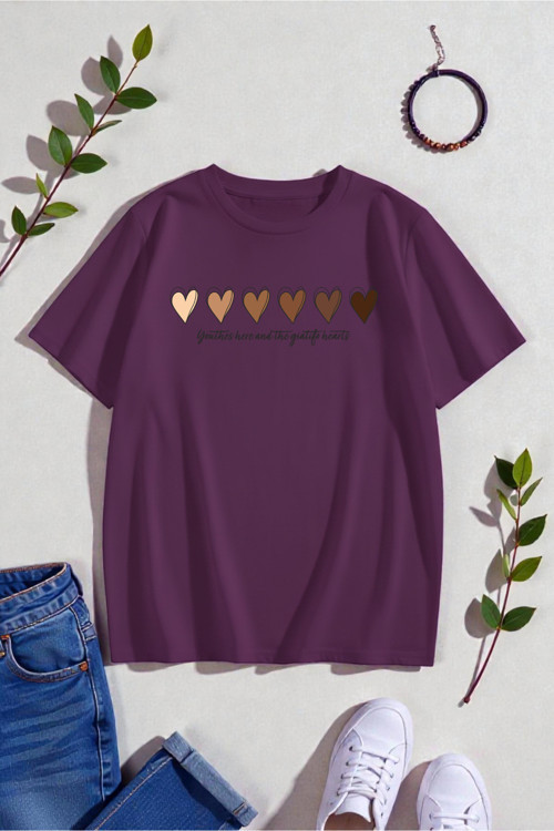 Unisex Hearts Baskılı Tasarım Tshirt