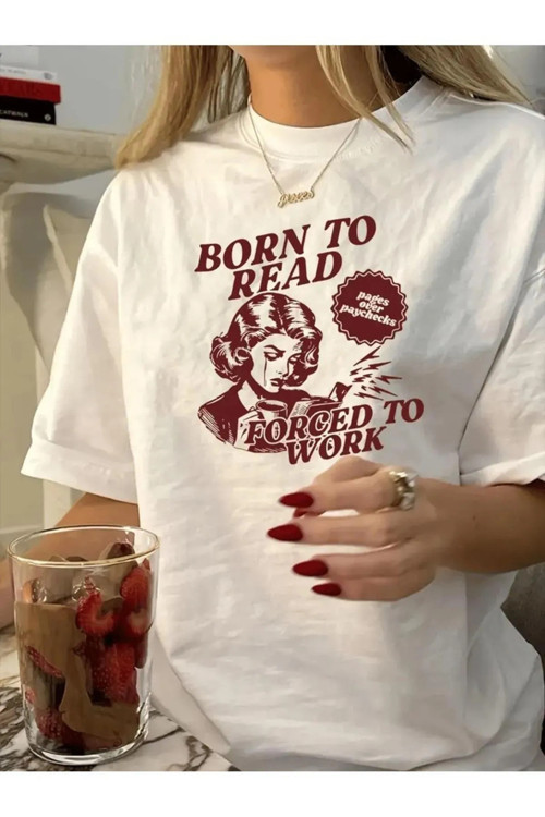 Born To Reat Baskılı Oversize T-Shirt