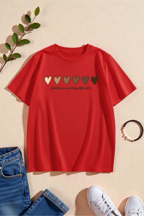 Unisex Hearts Baskılı Tasarım Tshirt