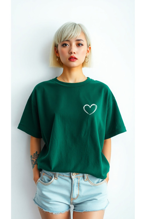 Heart Baskılı Tasarım Tshirt