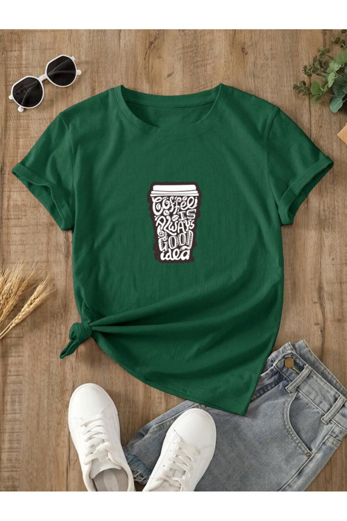 Unisex Kahve Severlere Özel Tasarım Basklı Tshirt