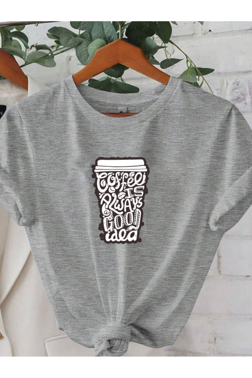 Unisex Kahve Severlere Özel Tasarım Basklı Tshirt