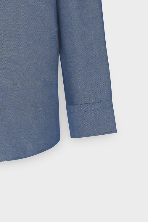 Erkek Lacivert Tailored Slim Fit Dar Kesim Düğmeli Yaka Oxford Gömlek