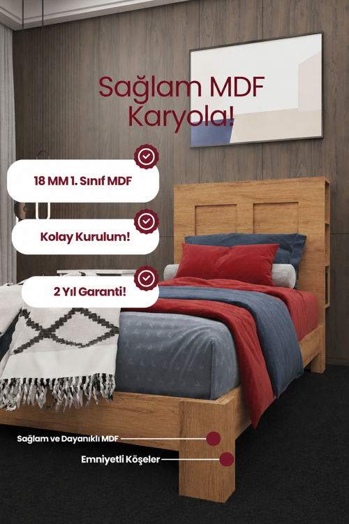 My Chapter Kitaplık Başlıklı Çift Kişilik MDF Karyola