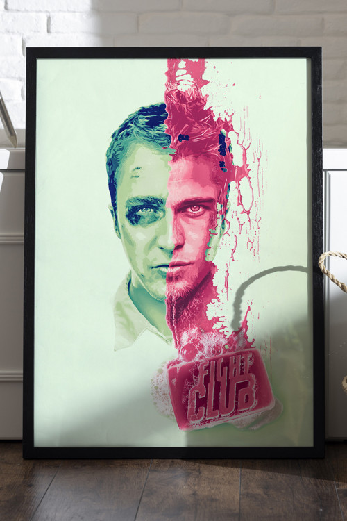 Fight Club Siyah Ahşap Çerçeveli Poster, Film Duvar Tablosu