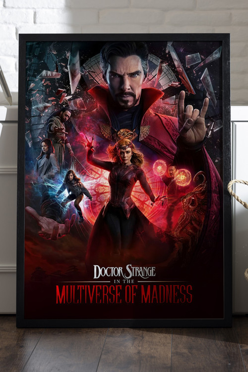 Doctor Strange Siyah Ahşap Çerçeveli Poster, Dekoratif Dizi Duvar Tablosu