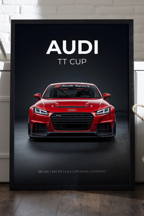 Audi TT Cup Siyah Ahşap Çerçeveli Poster, Dekoratif Araba Duvar Tablosu
