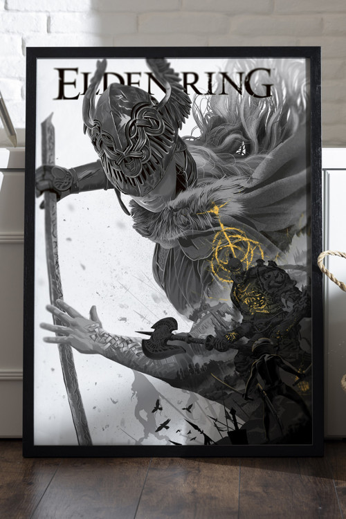 Elden Ring Siyah Ahşap Çerçeveli Poster, Dekoratif Oyun Duvar Tablosu